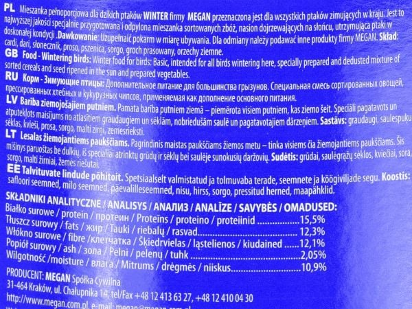 Megan 5906485082850, Polybag, Frø, 2,13 kg, Kanarifugler, Nymfeparakitt, Finch (bird), Parakitt, kardi, dari, sunflower, wheat, sorghum, pressed pe...