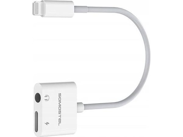 Adapter USB Somostel SMS-BZ03 Lightning - Jack 3.5mm + Lightning Biały (SMS-BZ03)