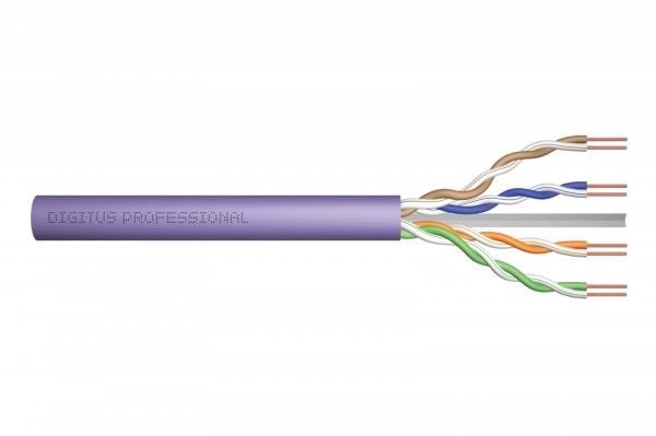 DIGITUS Professional - Bulkkabel - 6.3 mm - UTP - simplex - CAT 6 - IEEE 802.5/IEEE 802.3 - halogenfri, stigare, fast, campus - lila, RAL 4005