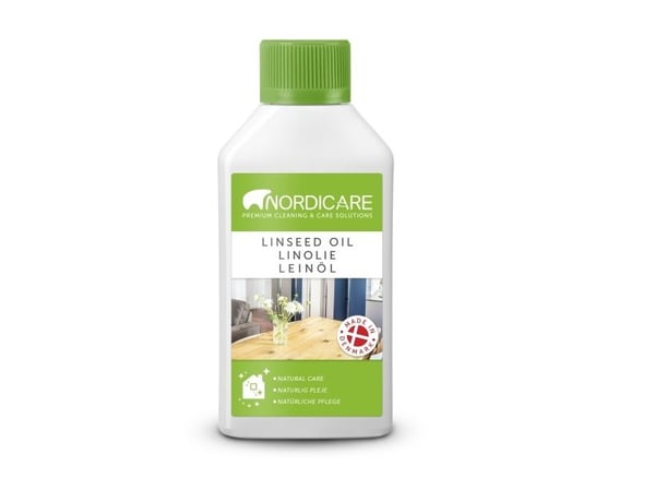 Nordicare LINSEED OIL is a vegetable oil for treatment and maintenance of all solid wood. The oil leaves a 100% biological surface and underlines t...