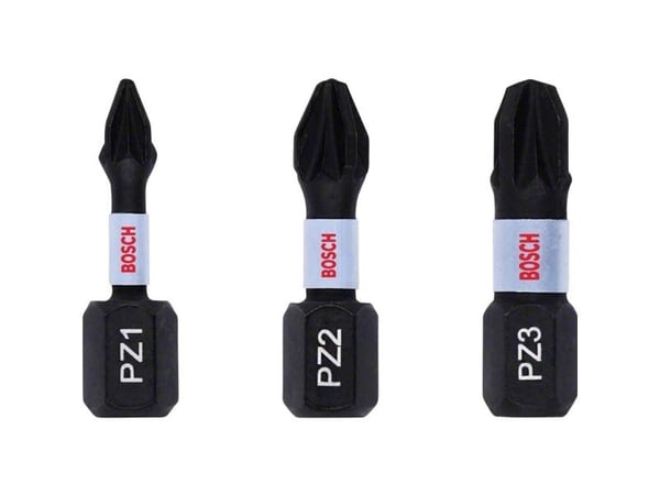 Bosch sett bits impact control 3 stk 25 mm / PZ1, PZ2, PZ3 / BOSCH