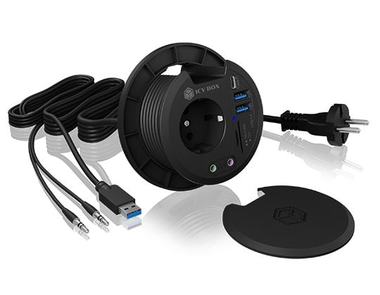 ICY BOX IB-HUB1430-CR, USB 3.2 Gen 1 (3.1 Gen 1) Type-A, 3,5 mm, USB 3.2 Gen 1 (3.1 Gen 1) Type-A, USB 3.2 Gen 1 (3.1 Gen 1) Type-C, MicroSD (Trans...