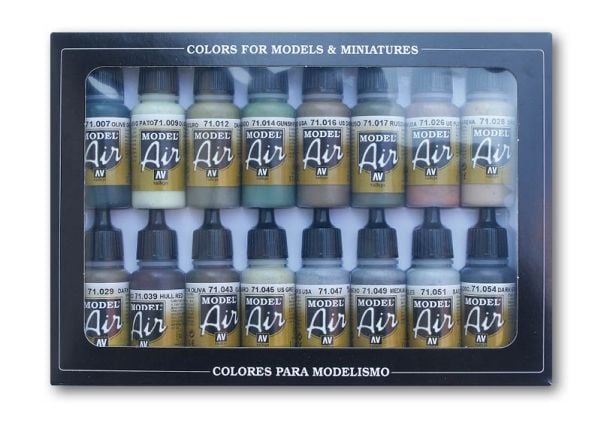 Vallejo 71.180, 17 ml, Blå, Brun, Grønn, Grå, Oliven, Rød, Gult, Matte, Flaske