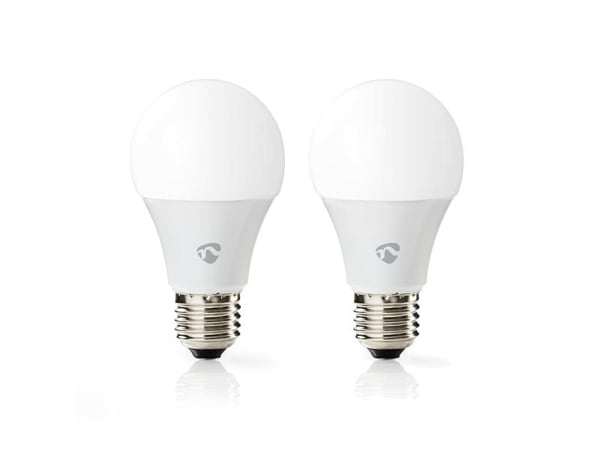 Nedis Wi-Fi Smart - LED-lyspære - form: A60 - E27 - 6 W (ekvivalent 40 W) - klasse G - RGB/varmhvitt/hvitt lys - 2700 K (en pakke 2)