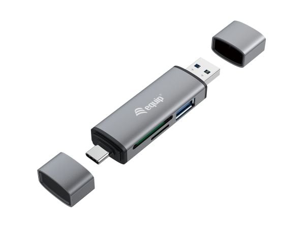 Equip 245460, MicroSD (TransFlash), MicroSDHC, SD, SDHC, Grå, CE & RoHS, USB 3.2 Gen 1 (3.1 Gen 1) Type-A/Type-C, 202 mm, 12 mm