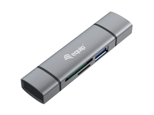 Equip 245460, MicroSD (TransFlash), MicroSDHC, SD, SDHC, Grå, CE & RoHS, USB 3.2 Gen 1 (3.1 Gen 1) Type-A/Type-C, 202 mm, 12 mm