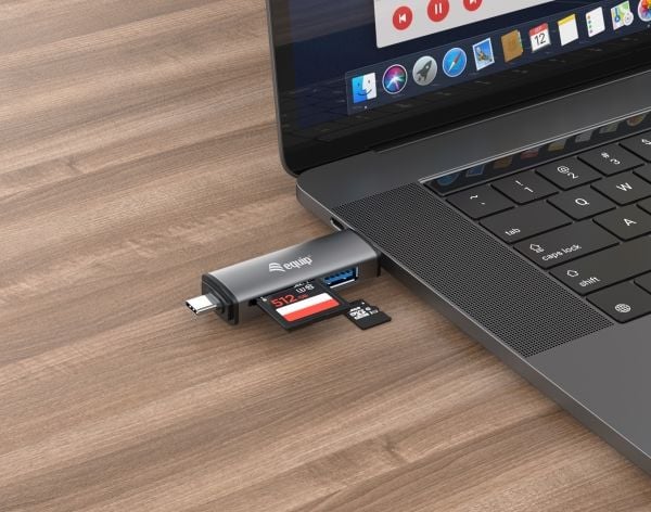 Equip 245460, MicroSD (TransFlash), MicroSDHC, SD, SDHC, Grå, CE & RoHS, USB 3.2 Gen 1 (3.1 Gen 1) Type-A/Type-C, 202 mm, 12 mm