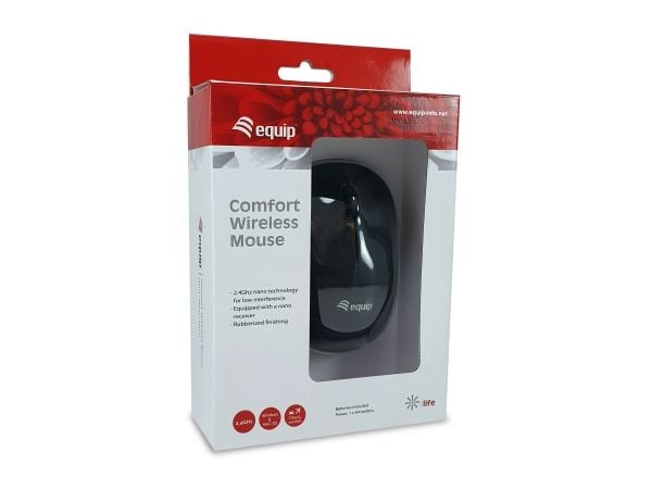 Equip 245111, Ambidekstriøs, Optisk, RF kabel-fri, Sort