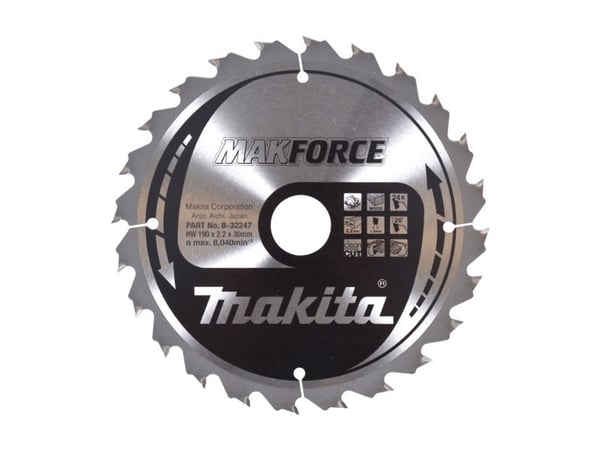 Makita MAKFORCE - Sirkelformet sagblad - for tre - 190 mm - 24 tenner