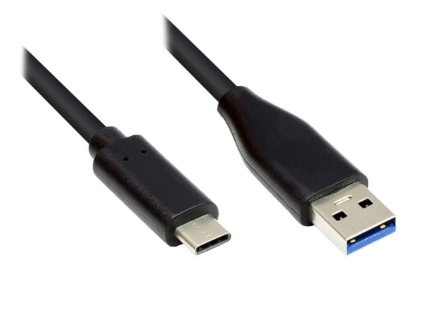 EXSYS EX-K1584-0.5, 0,5 m, USB A, USB C, USB 3.2 Gen 1 (3.1 Gen 1), 5 Gbit/s, Sort