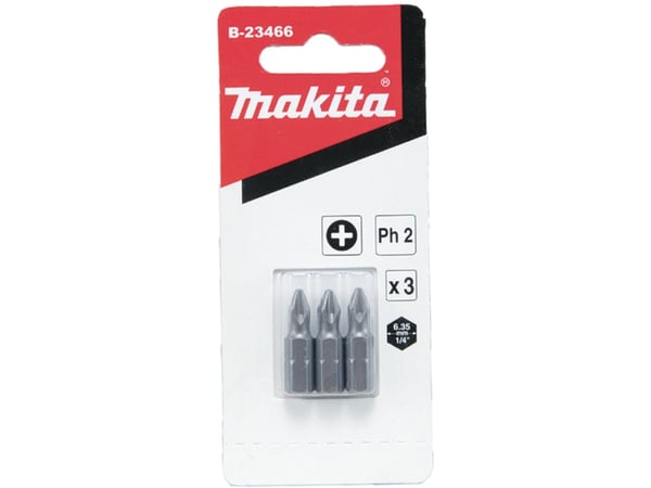 Makita - Spissett for skrutrekker - 3 deler - pozidriv - PZ1, PZ2, PZ3 - heksagonal - lengde: 25 mm