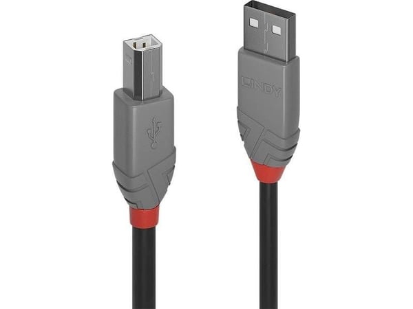 Lindy 36677, 10 m, USB A, USB B, USB 2.0, 0,48 Gbit/s, Musta, Harmaa, Punainen