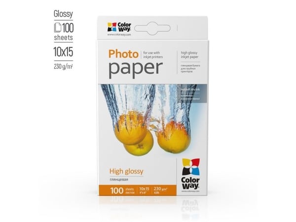 ColorWay - Høyblank - 280 mikroner - hvit - 100 x 150 mm - 230 g/m² - 100 ark fotopapir