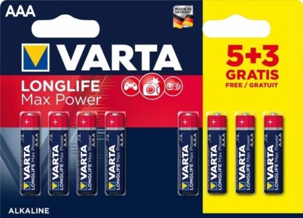 Varta Max Tech AAA, Kertakäyttöinen akku, AAA, Alkali, 1,5 V, 8 kpl, Monivärinen