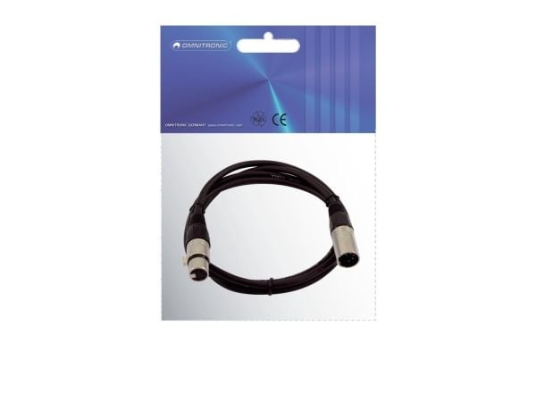Omnitronic 30220765, XLR (5-pin), Hankjønn, XLR (5-pin), Hunkjønn, 1,5 m, Svart