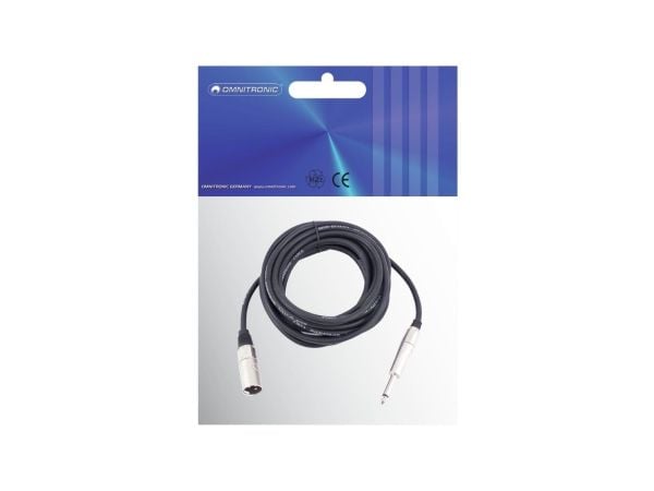 Omnitronic 3022519D, XLR (3-pin), Hankjønn, 6.35mm, Hankjønn, 10 m, Svart