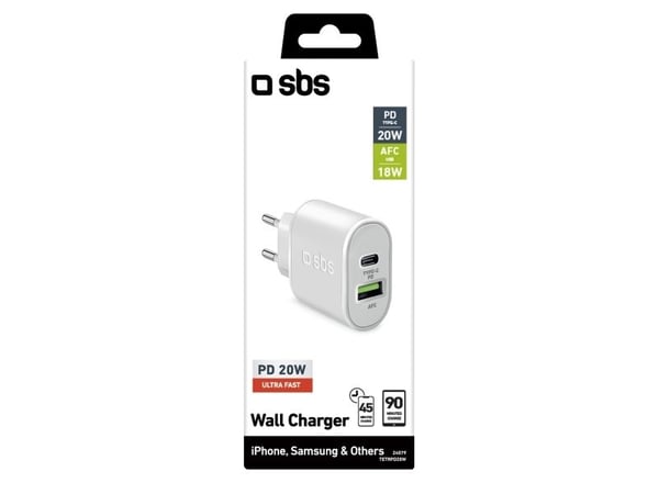 SBS PD Reiselader 20W USB/USB-C weiá