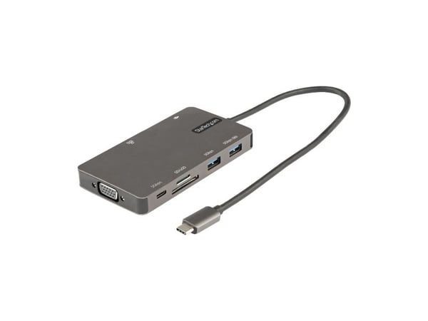 StarTech.com USB C moniporttisovitin, HDMI 4K 30Hz tai VGA matkatelakka, 5 Gbps USB 3.0 -keskitin (USB A / USB C-portit), 100W Power Delivery, SD/M...