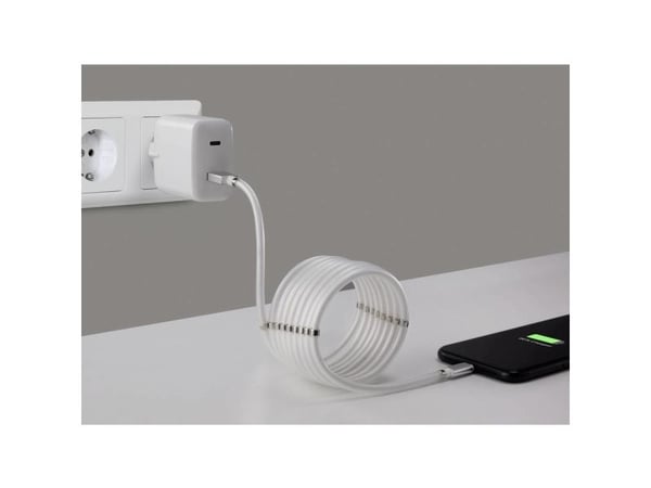 Renkforce TO-6897012, 1 m, Lightning, USB A, Hankjønn, Hankjønn, Hvit