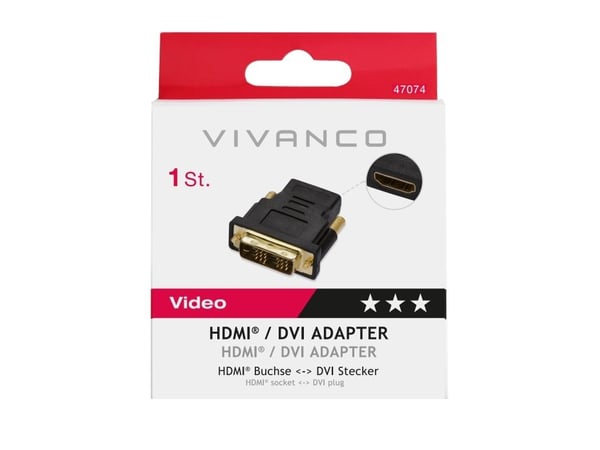 Vivanco 47/21 01, HDMI A, DVI-D, Lajittelu