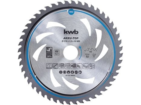 kwb 588254, Sponplate, Glassfiberarmert plast, Tre, 21,6 cm, 3 cm, Wolframkarbidspiss (TCT), 1,3 mm, 2 mm