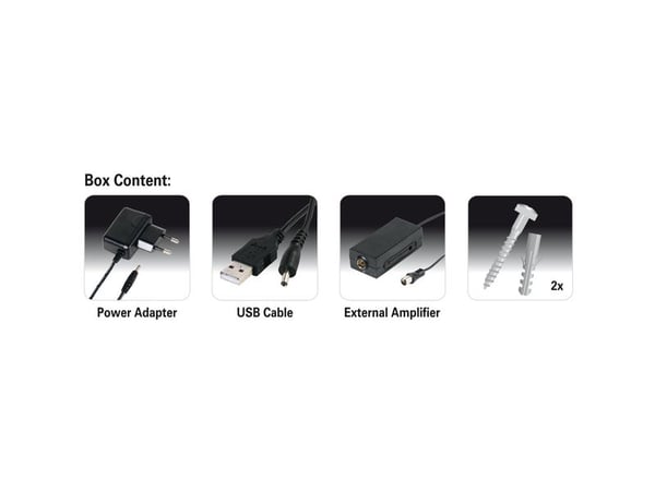 Vivanco TVA 4045, Sisätila, Musta, DVB-T,DVB-T2, DAB,DAB+, 2 m, AC