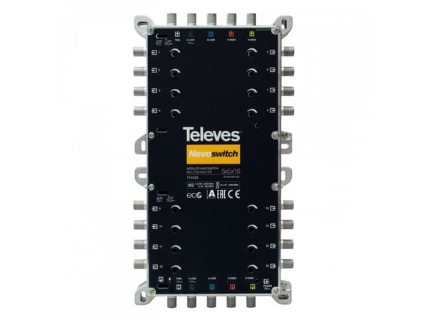 Televes 714505, 5 innganger, 16 utganger, 950 - 2400 MHz, 47 - 862 MHz, 3 dB, 4 dB