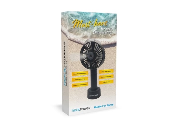 RealPower Mobile Fan Spray, Vifte, Grå, 1 stykker, 112 mm, 62 mm, 243 mm