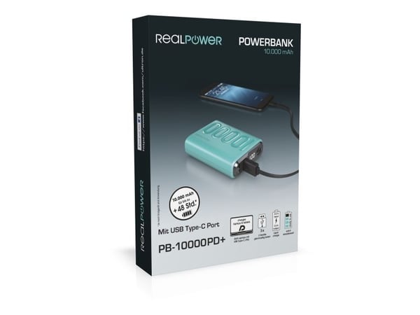 RealPower B-10000PD+ Nutopia, 10000 mAh, Blå