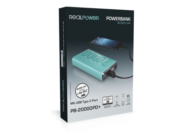 RealPower PB-20000PD+ Nutopia, 20000 mAh, Blå