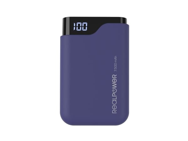 RealPower PB-7500C Navy Blue, 7500 mAh, Svart, Blå