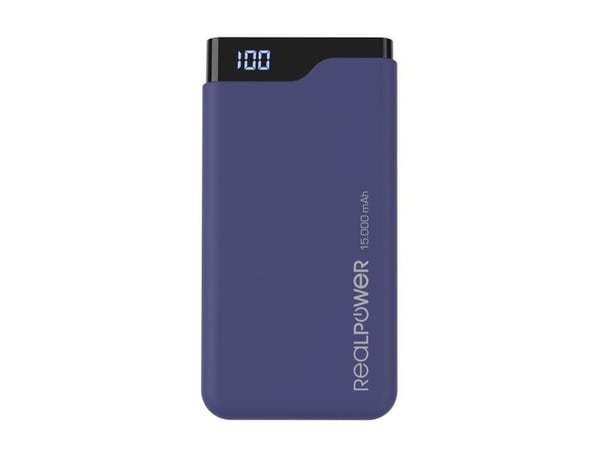 RealPower PB-15000C Navy Blue, 15000 mAh, Svart, Blå