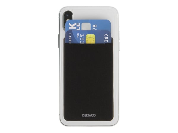 DELTACO - Magnetkortholder for mobiltelefon / kredittkort - Lycra - svart