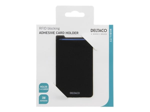 DELTACO - Magnetkortholder for mobiltelefon / kredittkort - Lycra - svart