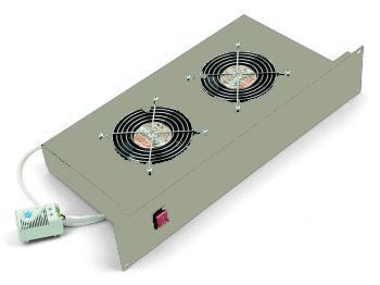 Triton - Tuuletushylly telineessä - 2 tuuletinta - AC 230 V - RAL 7035 - 2U