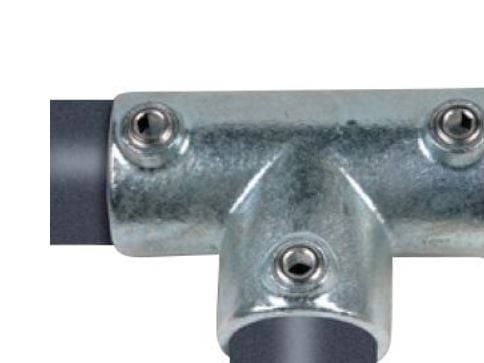 galv. T-samling - Pipe Clamps T-samling med 3 muffer 26,9 mm x 3/4''