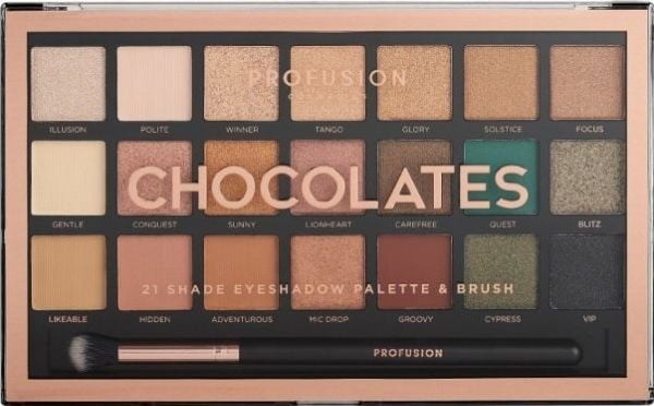ProFusion Profusion Chocolates Eyeshadow Palette paleta 21 luomiväri z pędzelkiem