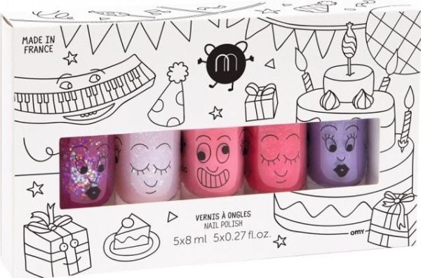 Nailmatic Kids Party nagellack-set: Sheepy 8 ml + Polly 8 ml + Cookie 8 ml + Kitty 8 ml + Piglou 8 ml