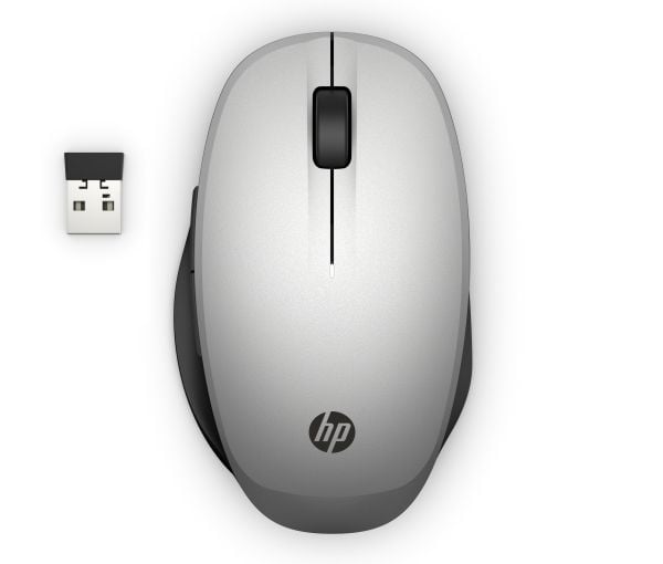 HP :n kahden toimintatilan hiiri, Molempikätinen, Optinen, RF Wireless + Bluetooth, Musta, Hopea