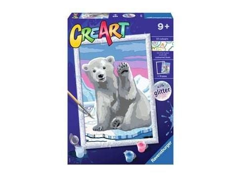 Ravensburger CreArt Pawesome Polar Bear, Malinger inkludert, Gutt/Jente, Fargelegg etter tall