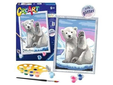 Ravensburger CreArt Pawesome Polar Bear, Malinger inkludert, Gutt/Jente, Fargelegg etter tall
