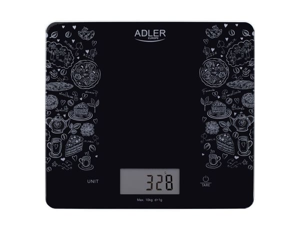 Adler Keittiövaaka AD 3171 Maksimipaino (kapasiteetti) 10 kg Asteikko 1 g Näytön tyyppi LCD Musta