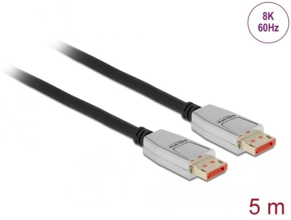 Delock - DisplayPort-kabel - DisplayPort (M) til DisplayPort (M) - DisplayPort 1.4 - 5.0m - støtter 8K UHD (7680 x 4320) - svart (87043)
