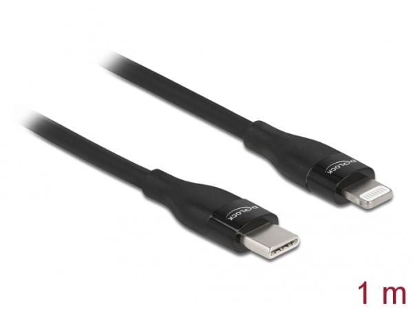 Delock - Lightning-kabel - 24 pin USB-C hann til Lightning hann - 1 m - svart - Power Delivery-støtte