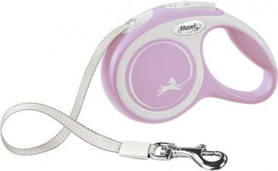 Flexi New COMFORT, Hund, Tilbaketrekkelig, Rosa, Hvit, Teip, 15 kg, Monokromatisk