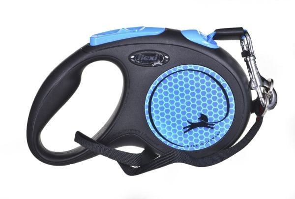 flexi New NEON bånd S, 5M, 15KG, black/neon blå