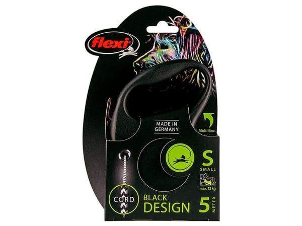 flexi Black Design S snor 5 m, 12 kg, lajiteltu