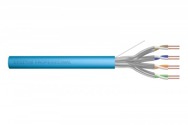 DIGITUS Professional - Installation cable - 7.2 mm - U/FTP - simpleks - CAT 6a - IEEE 802.5/IEEE 802.3 - halogenfri, solid - lys blå, RAL 5012