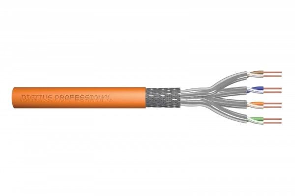 DIGITUS Professional - Installation cable - 7.2 mm - S/FTP - simpleks - CAT 7 - halogenfri, riser, solid, campus - oransje, RAL 2000