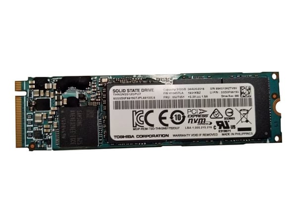Toshiba - SSD - 512 GB - intern - M.2 2280 - PCIe 3.0 x4 - FRU - for ThinkPad P50 20EQ; P70 20ES; X1 Yoga (1st Gen) 20FQ, 20FR; ThinkPad Yoga 260 2...